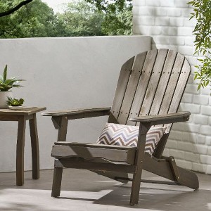 CAVINAS Wooden Folding Adirondack Chair, Rustic Foldable Outdoor Chair with Slatted Design, Portable Camping Chair for Adults, Patio Chair - 1 of 4