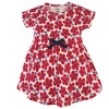 Touched by Nature Baby and Toddler Girl Organic Cotton Dress and Cardigan 2pc Set, Red Flowers - 3 of 4