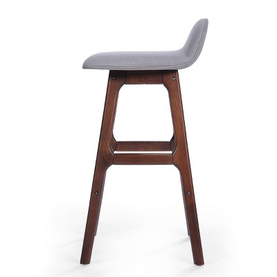 Mid-Century Modern Upholstered Dark Beige Barstools, Set of 2