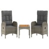 vidaXL Patio Dining Set Outdoor Table and Chair with Cushions Poly Rattan - Gray Bench + 2x Chair + Table - 4 of 4