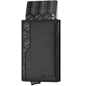 Card Holder Wallet with Double ID Windows RFID Blocking Pop Up Wallet Minimalist Design for 12 Cards, Black - 1 of 4