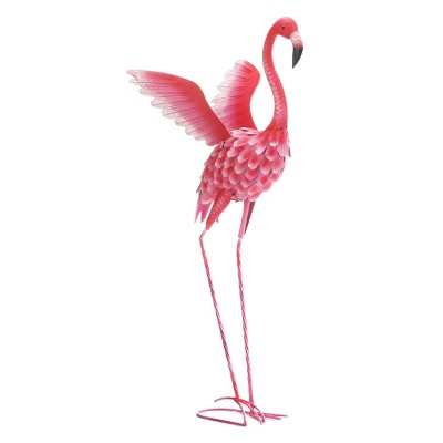 39.5" Iron Tall Flying Flamingo Statue Pink - Zingz & Thingz
