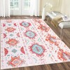 Boho Distressed Design Area Rug Vintage Geometric Rugs for Living Room Bedroom, 4'x6' Blue Red - 2 of 4