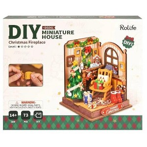 Rolife Christmas Fireplace DIY Miniature House Kit, 73-Piece Holiday ...