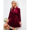 Clearlove Women's Velvet Bow Detail Flounce Hem Mini Dress Elevated Casual Silhouette with Feminine Flair - 3 of 4