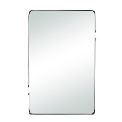 32" x 21" Contemporary Iron Wall Mirror Black - CosmoLiving by Cosmopolitan