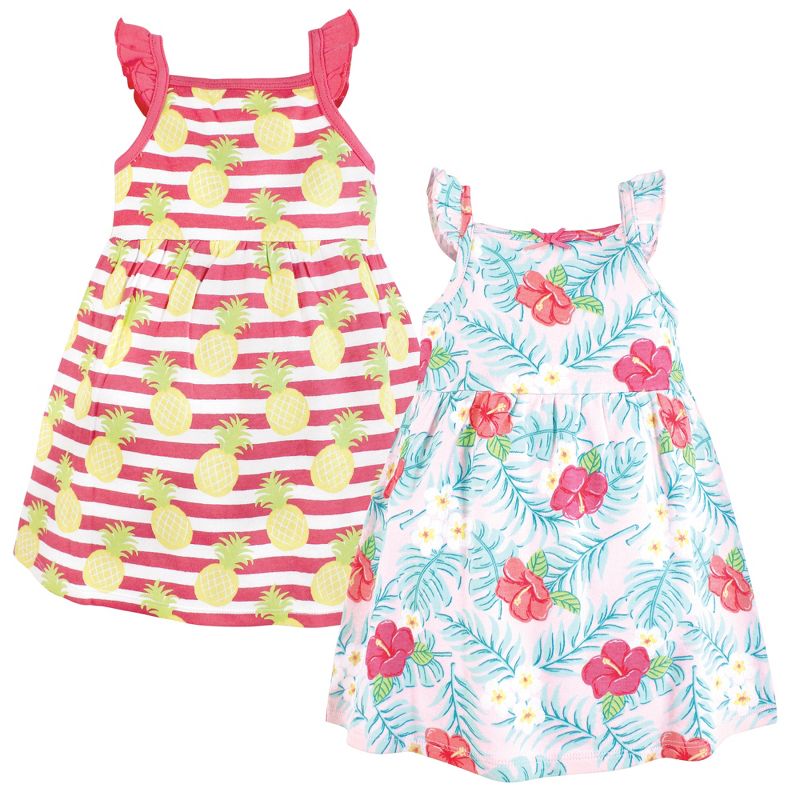 Hudson Baby Infant and Toddler Girl Cotton Dresses, Tropical Floral, 1 of 5
