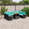 vidaXL 10 Piece Patio Sofa Set with Cushions Black Poly Rattan - Table + 5x Middle + 2x Corner - 2 of 4