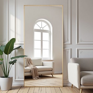 PexFix 34 in. W x 71 in. H Rectangular Metal Framed Bathroom Wall Mirror in Gold - 1 of 4