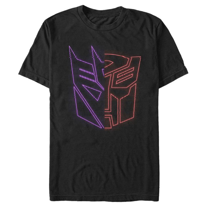 Men's Transformers Split Bot Neon Logo T-Shirt, 1 of 6