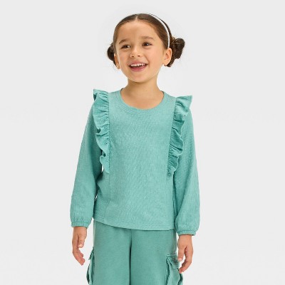 Toddler Girls' Pucker Knit Long Sleeve T-shirt - Cat & Jack™ Green 4t ...