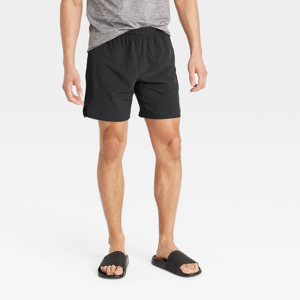 Men's Active Light Unlined Run Shorts 7" - All In Motion™ Black S: Moisture Wicking, Quick Dry, Zippered Pocket