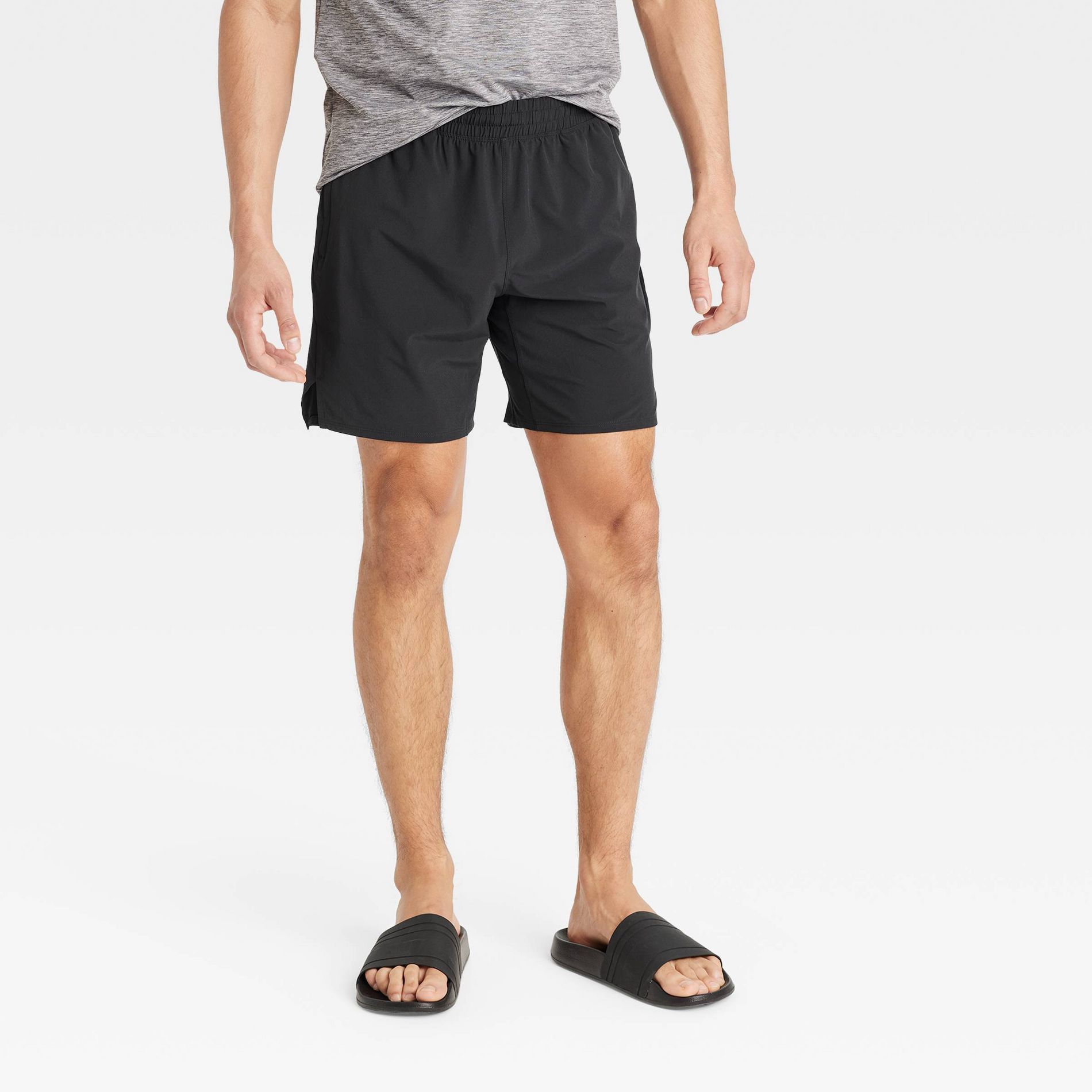 Men's Active Light Unlined Run Shorts 7" - All In Motion™ Black S: Moisture Wicking, Quick Dry, Zippered Pocket