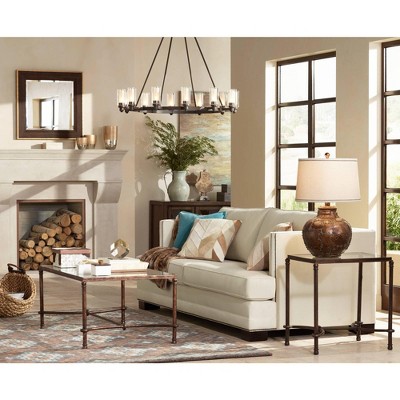 Silver Glass Mirrored Rectangular End Table 23"