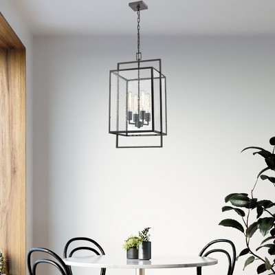 Prescott Bronze and Seeded Glass Candle Style Pendant Light