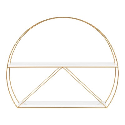 White and Gold Mid-Century Modern Wall Shelf