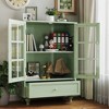 VYNXARIA Modern Minimalist White Storage Cabinet with Glass Doors - 3 of 4