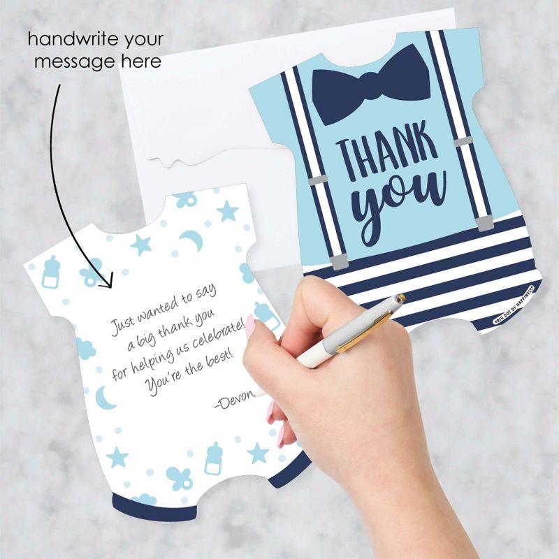 Big Dot of Happiness It's a Boy - Shaped Thank You Cards - Blue Baby Shower Thank You Note Cards with Envelopes - Set of 12, 2 of 8