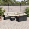 vidaXL Patio Sofa Set with Cushions Outdoor Furniture 9 Piece Poly Rattan - Black and Cream - 2 of 4