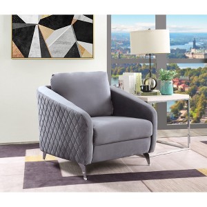 Velvet Accent Armchair with Diamond Stitching, Pocket Coil Seat and Chrome Legs for Living Room - 1 of 4