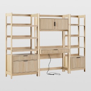 Saracina Home 3pc Fluted Hutch Desk with 1 Narrow Bookcase and 1 Wide Bookcase - 1 of 4