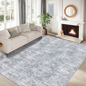 Faux Wool Machine Washable Foldable Printed Area Rug Modern Distressed Diamond Heart with Non Slip Design Stain Resistant Non Shedding Pet Friendly - 1 of 4