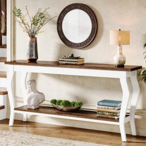 Syemin Console Tables Vintage French Console Table, Extra Long Sofa Table Behind Couch, Entryway Storage Console Table, Brown, 70.87"*11.81"*33.46" - 1 of 4
