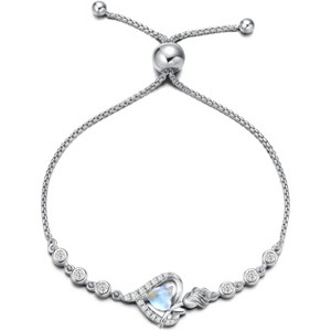 Sterling Silver Birthstone Tennis Bracelet for Women, Rose Heart Gemstone Jewelry, Anniversary Birthday Gift for Mom Wife - 1 of 4