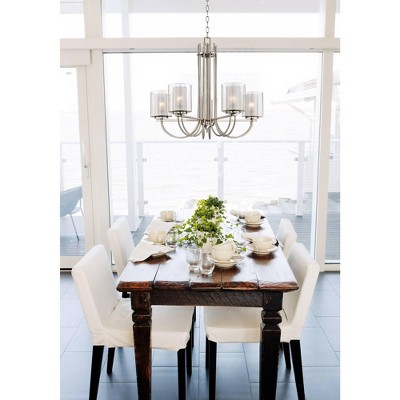 Melody Brushed Nickel 27" Wide Modern Pendant Chandelier with Frosted Glass