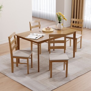 5 Piece Dining Table Set Dining Set for 4, with 4 Padded Dining Chairs - ModernLuxe - 1 of 4