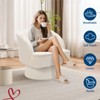 Swivel Barrel Accent Chair, 360° Teddy Fabric Upholstered Armchair with Striped Backrest & Plush Padding, Comfy Round Lounge Chair - 3 of 4