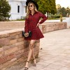 Anna-Kaci Women's Plaid Button-Up Shirt Dress with Pleated Hem - 4 of 4