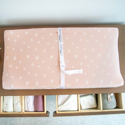 Pink Gingko and Pin Dot Jersey Cotton Baby Changing Pad Cover Set