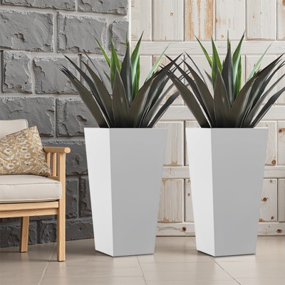 Wooakway Outdoor/Indoor/Decor/Garden Large Tall Metal Planter Pots Planter Boxes Cachepots Nursery Pots