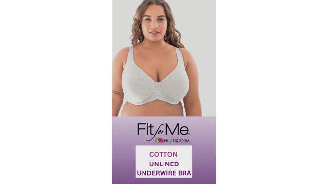 Fit For Me by Fruit of the Loom Womens Plus Size Beyond Soft Cotton Unlined Underwire Bra, 2 of 3, play video