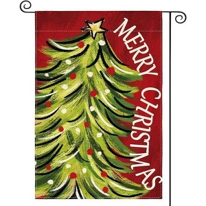 Lomsoe Merry Christmas Garden Flag 12x18 Inch Christmas Tree Xmas Winter Holiday Yard Outdoor Decorative Flag - 1 of 1
