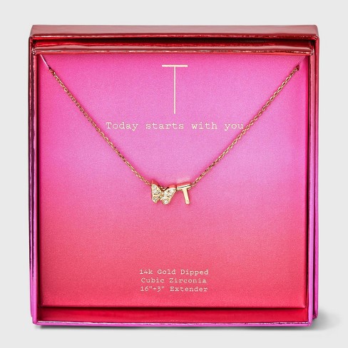 T initial hot sale necklace gold