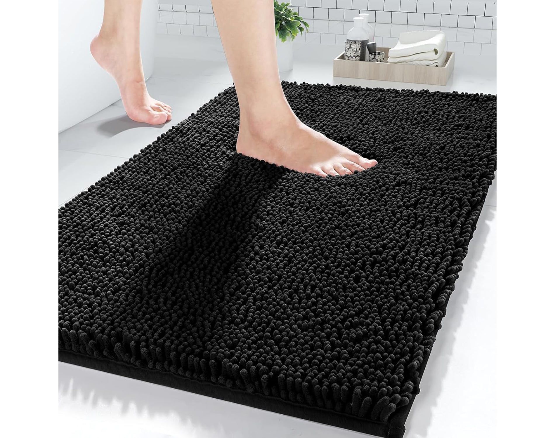 Home Mart Goods Black Soft Cozy Plush Chenille Bath Mat Bathroom Rug - 30"x20"