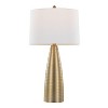 LumiSource Set of 2 Maya 27" Contemporary Metal Table Lamp in Gold Metal with White Linen Shade from Grandview Gallery - 3 of 4