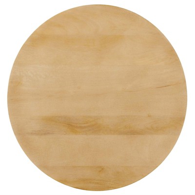 Lina 18" Round Oak Wood Pedestal Side Table