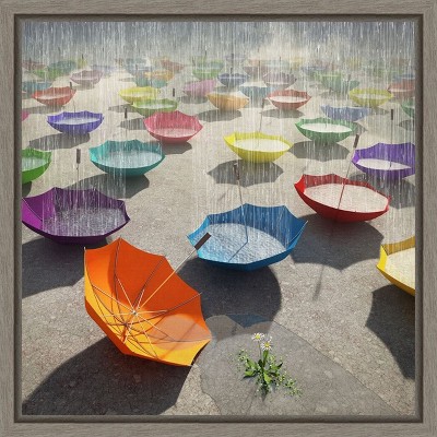 Amanti Art Downpour (Umbrella) by Cynthia Decker Canvas Wall Art Print Framed 16 x 16-in.