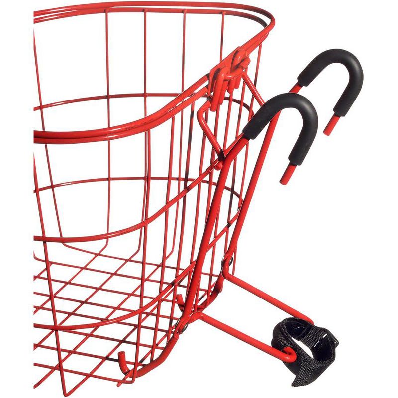 Nantucket Bike Basket Co. Surfside Adult Wire D Handlebar Basket: Red Dimensions: 13.25 x 10 x 9", 2 of 3