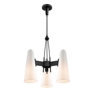 Beacon Opal Black Glass 3-Light Pendant Light
