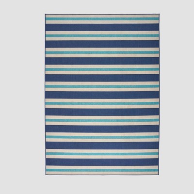 Ronan Geometric Outdoor Rug Blue/Ivory - Christopher Knight Home