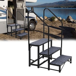 Portable RV Stairs with Handrail, Non-Slip RV Ladder with Rubber Mats for Travel Trailers, Campers, Hot Tubs, Porches & Poolside Use - 1 of 4