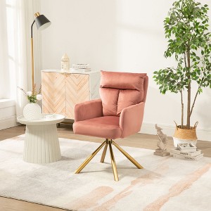 Lycvki Velvet Contemporary High-Back Upholstered Swivel Accent Chair - 1 of 4