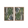 Wood Leaf Tropical Wall Decor with Brown Frame Set of 2 Green - Olivia & May - 2 of 4