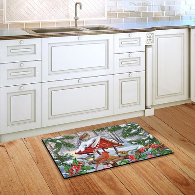 Winter Birds Gathering Rectangular Rubber Doormat 30" x 18"