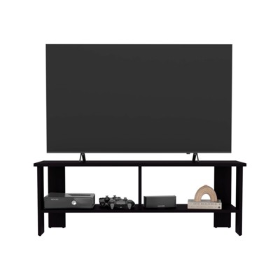 FONTOI Wide TV Stand for TV up to 54" with Storage Shelves, Entertainment Center for Living Room, Black, 47.4"*16.6"*12.2"
