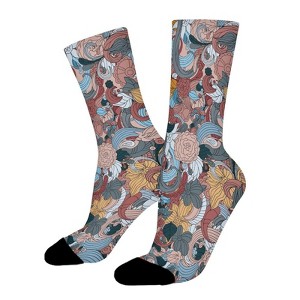 Retro Floral Seamless Women Printed Crew Socks Funny Funky Socks Soft Polyester Novelty Gifts for Artists Men - 1 of 4